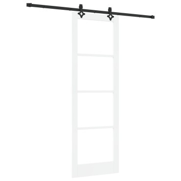 Συρόμενη Πόρτα vidaXL με Σετ Υλικών Λευκή 78x232 cm Ξύλο Πεύκου, Εσωτερική Πόρτα vidaXL με Γυαλί 'ORKDAL' Λευκή 78x232x4 cm