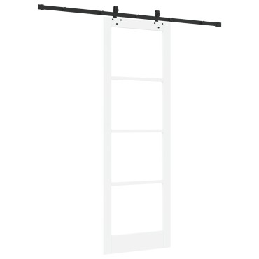 Συρόμενη Πόρτα vidaXL με Σετ Υλικών Λευκή 78x232 cm Ξύλο Πεύκου, Εσωτερική Πόρτα vidaXL με Γυαλί 'ORKDAL' Λευκή 78x232x4 cm
