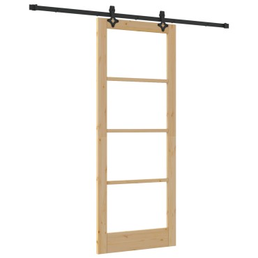 Συρόμενη Πόρτα vidaXL με Σετ Υλικών 83x211 cm Συμπαγές Ξύλο Πεύκου, Εσωτερική Πόρτα vidaXL με Γυαλί 'ORKDAL'83x211x4 cm Συμπαγές Ξύλο Πεύκου