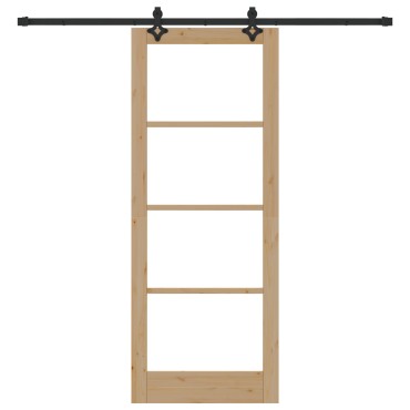 Συρόμενη Πόρτα vidaXL με Σετ Υλικών 83x211 cm Συμπαγές Ξύλο Πεύκου, Εσωτερική Πόρτα vidaXL με Γυαλί 'ORKDAL'83x211x4 cm Συμπαγές Ξύλο Πεύκου
