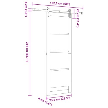 vidaXL Συρόμενη Πόρτα με Σετ Εξαρτημάτων "ORKDAL" 73.5x211 εκ.