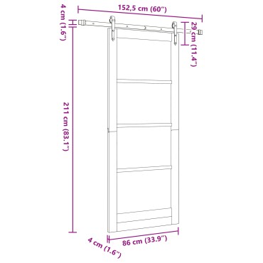 vidaXL Συρόμενη Πόρτα με Σετ Στήριξης 'ORKDAL'86x211 cm