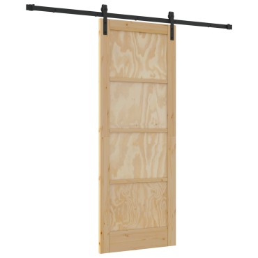 vidaXL Σύροντα πόρτα με σετ εξαρτημάτων 78x202 εκ. Μασίφ ξύλο πεύκου