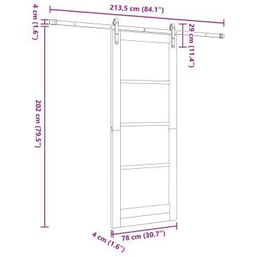vidaXL Συρόμενη Πόρτα με Σετ Εξαρτημάτων Λευκή 78x202 εκ. Στερεό Ξύλο Πεύκου