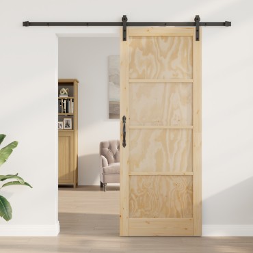 vidaXL Συρόμενη Πόρτα με Σετ Υλικών 83x211 εκ. Απλού Ξύλου Πεύκου