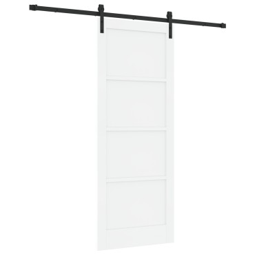 vidaXL Συρόμενη Θύρα με Σετ Υλικών Λευκή 83x211 cm Συμπαγές Ξύλο Πεύκου