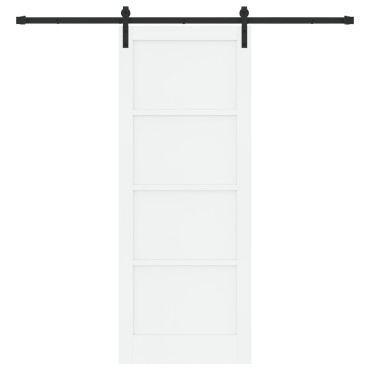 vidaXL Συρόμενη Θύρα με Σετ Υλικών Λευκή 83x211 cm Συμπαγές Ξύλο Πεύκου