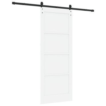 vidaXL Συρόμενη Θύρα με Σετ Υλικών Λευκή 83x211 cm Συμπαγές Ξύλο Πεύκου