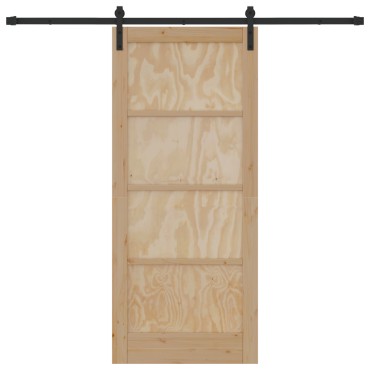 vidaXL Συρόμενη Πόρτα με Σετ Εξαρτημάτων 86x198.5 cm Συμπαγές Ξύλο Πεύκου
