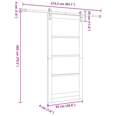 vidaXL Συρόμενη πόρτα με σετ εξαρτημάτων 93x202 εκ. Στερεό ξύλο πεύκου