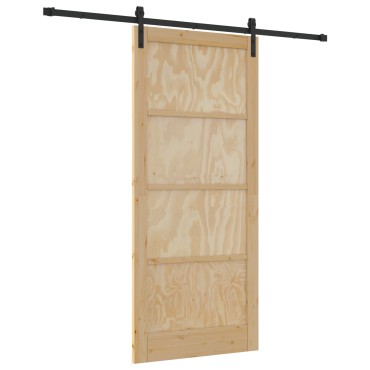 vidaXL Συρόμενη Πόρτα με Σετ Εξαρτημάτων 93x211 cm Στερεό Ξύλο Πεύκου