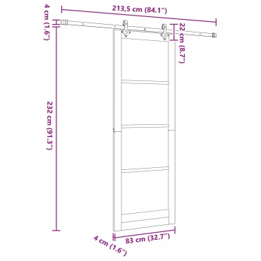 vidaXL Συρόμενη Πόρτα με Σετ hardware "ORKDAL" Λευκό Σοκολάτα Ξύλο Πεύκου, Εσωτερική Πόρτα "ORKDAL" Λευκή 83x232x4 εκ. Σοκολάτα Ξύλο Πεύκου