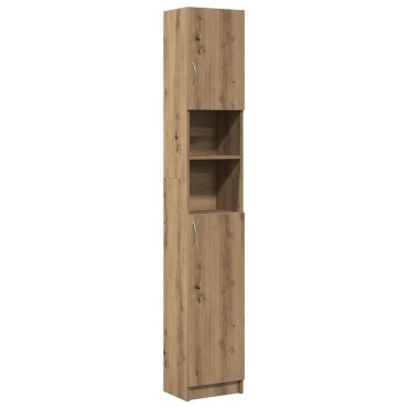 vidaXL Ντουλάπι Μπάνιου Χειροποίητο Δρυς 32x25,5x190cm από Τεχνητό Ξύλο