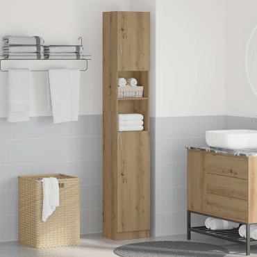 vidaXL Ντουλάπι Μπάνιου Χειροποίητο Δρυς 32x25,5x190cm από Τεχνητό Ξύλο