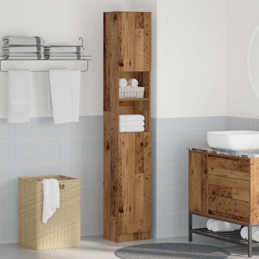vidaXL Στήλη Μπάνιου Παλιό Ξύλο 32x25,5x190cm από Μοριοσανίδα 1 τεμ.