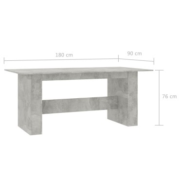 vidaXL Τραπεζαρία Γκρι του Σκυροδέματος 180x90x76cm από Επεξ. Ξύλο 1 τεμ.