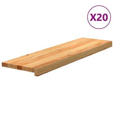 vidaXL Πατάκια Σκάλας 20 τεμ. Ανοιχτό Καφέ 90x30x2 cm Ξύλο Δρυός