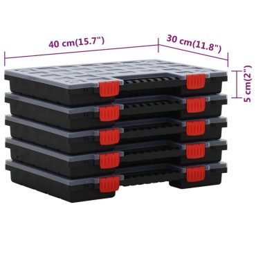 vidaXL Κουτιά Ταξινόμησης 5 τεμ. 40 x 30 x 5 εκ. από Πολυπροπυλένιο