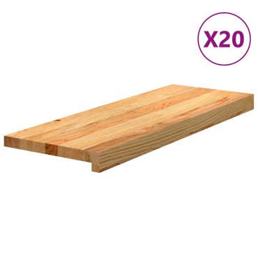 vidaXL Πατάκια Σκάλας 20 τεμ. Ανοιχτό Καφέ 70x25x2 cm Ξύλο Δρυός