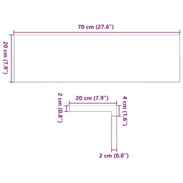 vidaXL Περβάζια παραθύρων 2 τεμ. Αν. Καφέ 70x20x2 εκ. Μασίφ Ξύλο Δρυός