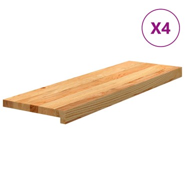 vidaXL Πατάκια Σκάλας 4 τεμ. Ανοιχτό Καφέ 80x25x2 cm Ξύλο Δρυός