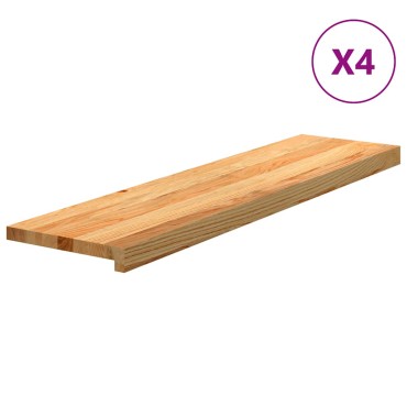 vidaXL Πατάκια Σκάλας 4 τεμ. Ανοιχτό Καφέ 100x25x2 cm Ξύλο Δρυός