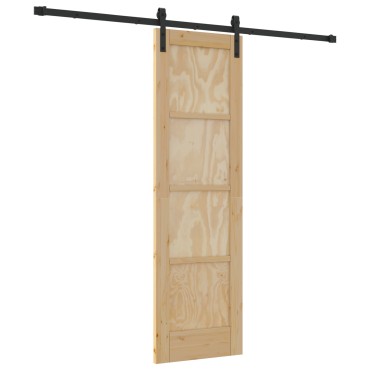 vidaXL Συρόμενη Πόρτα με Σύνολο Εξαρτημάτων 61x198,5 cm Στέρεο Ξύλο Πεύκου