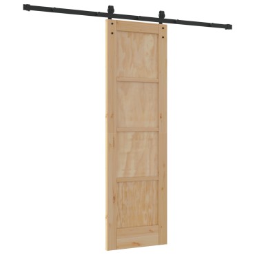vidaXL Συρόμενη Πόρτα με Σύνολο Εξαρτημάτων 61x198,5 cm Στέρεο Ξύλο Πεύκου