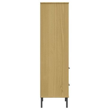 vidaXL Βιβλιοθήκη OSLO με 2 Συρτάρια Καφέ 60x35x128,5cm Μασίφ Ξύλο 1 τεμ.