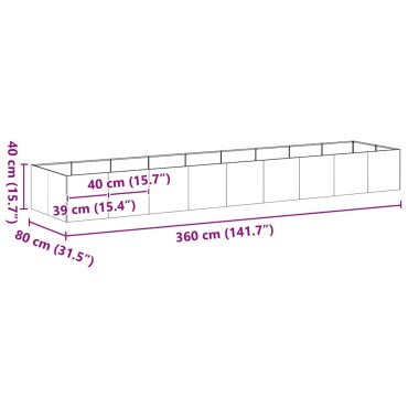 vidaXL Ζαρντινιέρα 360x80x40 εκ. από Γαλβανισμένο Ατσάλι