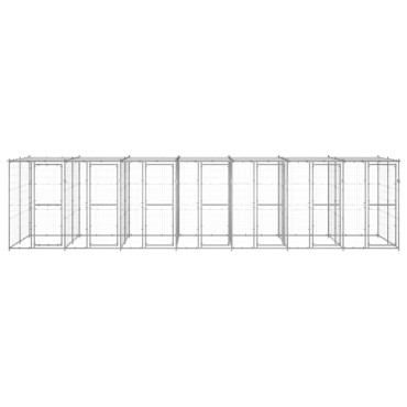 vidaXL Κλουβί Σκύλου Εξ. Χώρου με Στέγαστρο 16,94 μ² Γαλβ. Χάλυβας