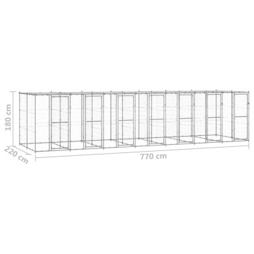 vidaXL Κλουβί Σκύλου Εξ. Χώρου με Στέγαστρο 16,94 μ² Γαλβ. Χάλυβας