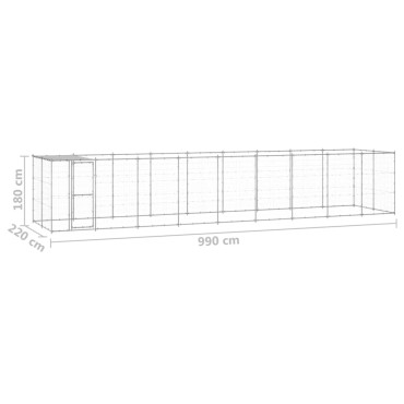 vidaXL Κλουβί Σκύλου Εξ. Χώρου με Στέγαστρο 21,78 μ² Γαλβ. Χάλυβας
