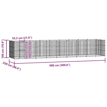 vidaXL Κλουβί Σκύλου Εξ. Χώρου με Στέγαστρο 21,78 μ² Γαλβ. Χάλυβας