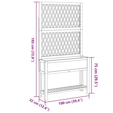 vidaXL Γλάστρα με Καφασωτό / Ράφι 100x32x185 εκ. Μασίφ Ξύλο Ακακίας