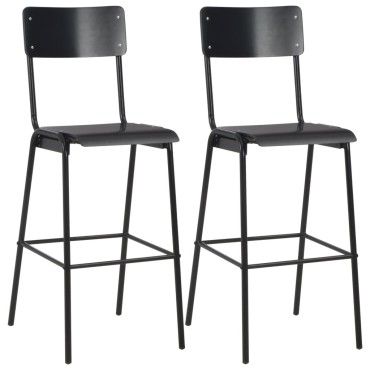 vidaXL Σετ Επίπλων Μπαρ 3 τεμ. Μαύρο Ατσάλινο 60x60x108cm