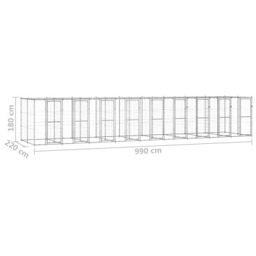 vidaXL Κλουβί Σκύλου Εξ. Χώρου με Στέγαστρο 21,78 μ² Γαλβ. Χάλυβας