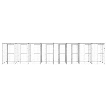 vidaXL Κλουβί Σκύλου Εξ. Χώρου με Στέγαστρο 19,36 μ² Γαλβ. Χάλυβας