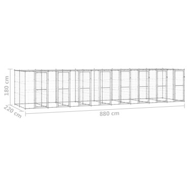 vidaXL Κλουβί Σκύλου Εξ. Χώρου με Στέγαστρο 19,36 μ² Γαλβ. Χάλυβας