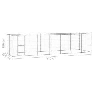 vidaXL Κλουβί Σκύλου Εξ. Χώρου με Στέγαστρο 16,94 μ² Γαλβ. Χάλυβας