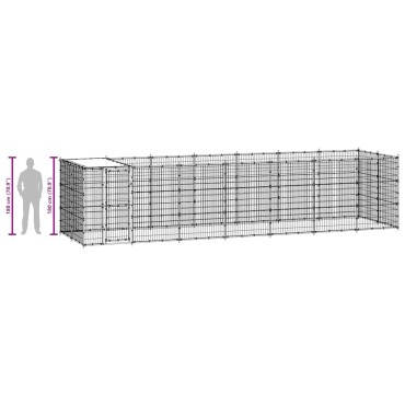 vidaXL Κλουβί Σκύλου Εξ. Χώρου με Στέγαστρο 16,94 μ² Γαλβ. Χάλυβας