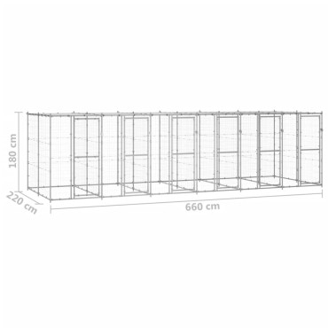 vidaXL Κλουβί Σκύλου Εξ. Χώρου με Στέγαστρο 14,52 μ² Γαλβ. Χάλυβας