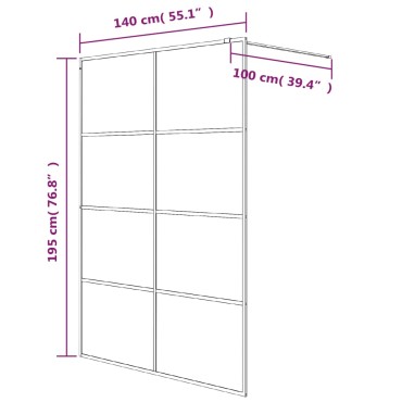 vidaXL Διαχωριστικό Ντουζιέρας Ασημί 140 x 195 εκ. Διάφανο Γυαλί ESG