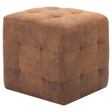 vidaXL Σκαμπό Πουφ 2 τεμ. Καφέ 30x30x30cm από Συνθετικό Καστόρι