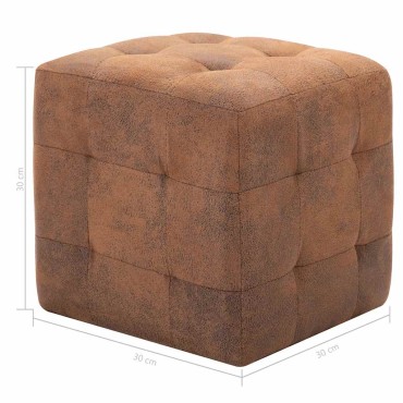 vidaXL Σκαμπό Πουφ 2 τεμ. Καφέ 30x30x30cm από Συνθετικό Καστόρι