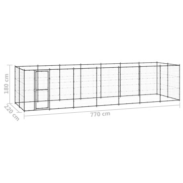 vidaXL Κλουβί Σκύλου Εξωτερικού Χώρου 16,94 μ² από Ατσάλι