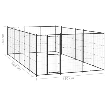 vidaXL Κλουβί Σκύλου Εξωτερικού Χώρου 21,78 μ² από Ατσάλι