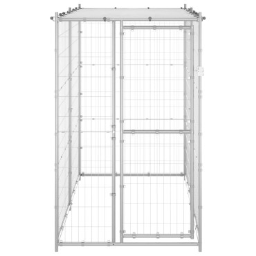 vidaXL Κλουβί Σκύλου Εξ. Χώρου Γαλβαν. Χάλυβας 110x220x180εκ Στέγαστρο