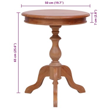 vidaXL Τραπεζάκι Βοηθητικό Φυσικό Χρώμα 50x50x65cm Μασίφ Μαόνι 1 τεμ.
