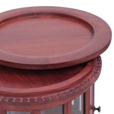 vidaXL Τραπεζάκι Βιτρίνα Καφέ 50x50x76cm από Μασίφ Μαόνι 1 τεμ.